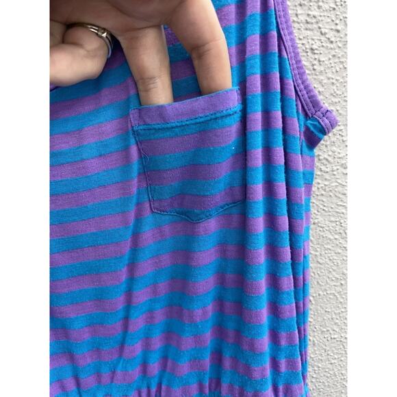 Womens Just Love Dress Size Medium Blue and Purple Striped Sleeveless - Picture 3 of 10